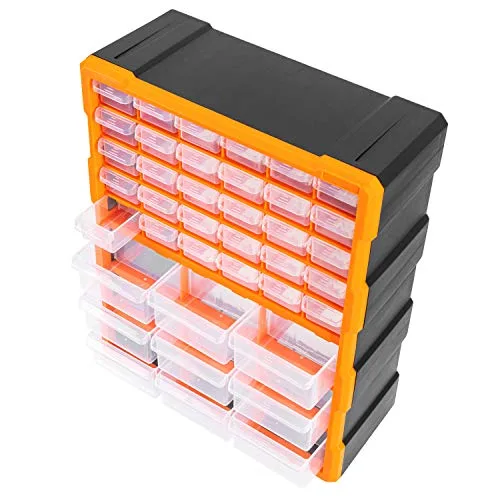 Amazon Basics ▫️ Organizador de ferramentas e materiais de artesanato para armário, fixável à parede, 39 gavetas, Preto, 38 L x 15,9 W x 47,3 H cm (comprimento x largura x altura) 2