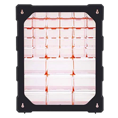 Amazon Basics ▫️ Organizador de ferramentas e materiais de artesanato para armário, fixável à parede, 39 gavetas, Preto, 38 L x 15,9 W x 47,3 H cm (comprimento x largura x altura) 3