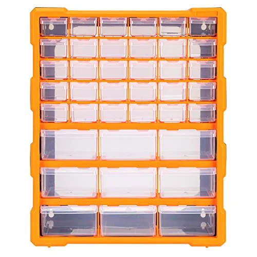 Amazon Basics ▫️ Organizador de ferramentas e materiais de artesanato para armário, fixável à parede, 39 gavetas, Preto, 38 L x 15,9 W x 47,3 H cm (comprimento x largura x altura) 5