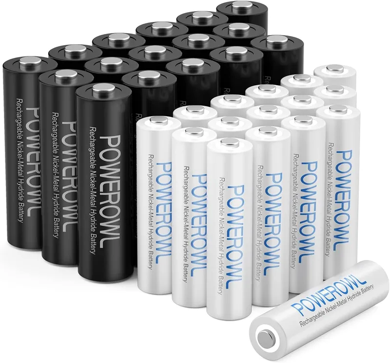 POWEROWL ▫️ 32pcs AA AAA Pilhas recarregáveis de alta capacidade, 16 X pilhas recarregáveis AA 2800mAh e 16 X pilhas recarregáveis AAA 1000mAh, pilhas recarregáveis Ni-MH de 1,2V