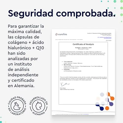 Gloryfeel ▫️ Colagénio marinho hidrolisado + Ácido hialurónico + Magnésio + CoQ10 + Zinco + Vitaminas A, C, D e B12 - Articulações fortes, pele suave e energia - Testado em laboratório 7