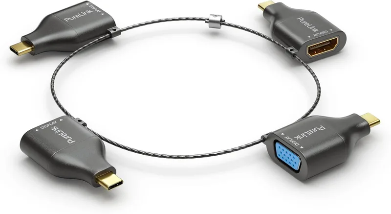 PureLink ▫️ Adaptador Klein Ring - 4X USB-C - USB-C VGA/HDMI/MINIDP/DP, preto