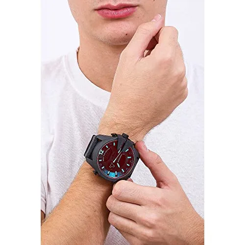 Diesel ▫️ Relógio Mega Chief para homem, movimento analógico-digital com bracelete em silicone, aço inoxidável ou pele 4