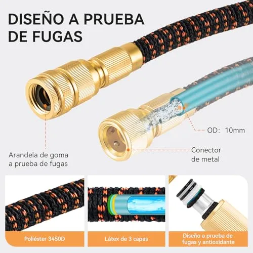 Yofidra ▫️ Mangueira de Jardim Extensível 15 m/50 pés, Pistola Leve com 10 Funções 2