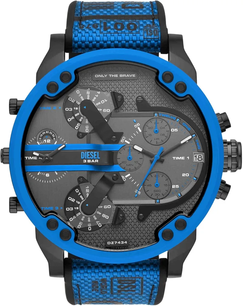 Diesel ▫️ Relógio Mr. Daddy para homem, movimento de quartzo multifunções com bracelete em pele, sintética ou silicone