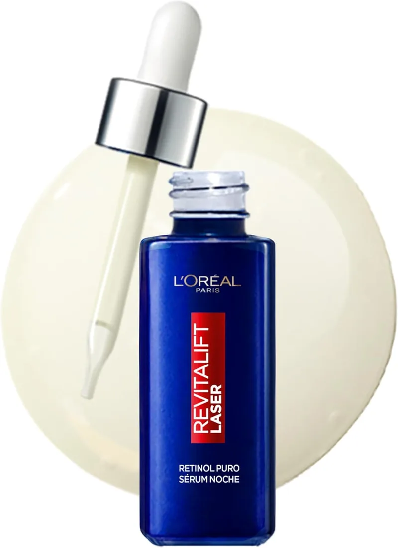 L'Oreal Paris ▫️ L'Oréal Paris, Revitalift Laser, Sérum de Noite com Retinol Puro, Reduz as Rugas Profundas e as Manchas para um Aspeto Hidratado e Radiante, Pele Mais Suave e Mais Jovem, Aprovado por Dermatologistas, 30ml