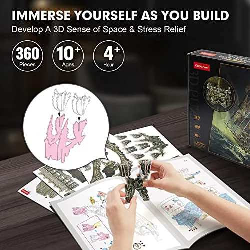 CubicFun ▫️ Quebra-cabeças 3D «O Holandês Errante» com LED, 360 peças 6