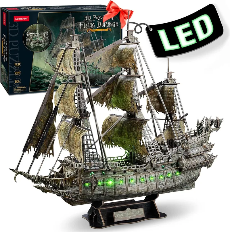 CubicFun ▫️ Quebra-cabeças 3D «O Holandês Errante» com LED, 360 peças