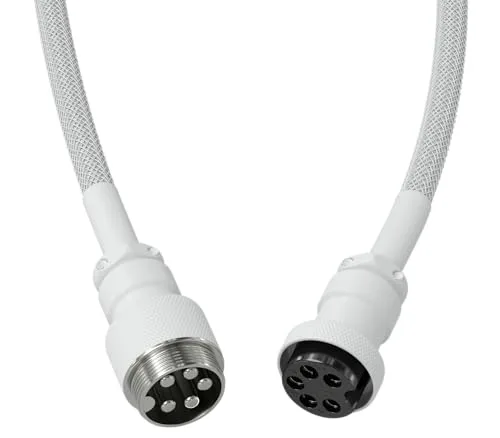 GLORIOUS ▫️ Cabo Espiral Premium Trançado para Teclados USB-C (Stealth) | Revestimento duplo altamente resistente, conector metálico tipo «aviador» de cinco pinos, formato anti-emaranhamento paralelo à secretária, para um ambiente organizado 3