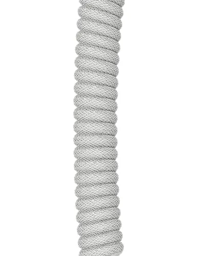 GLORIOUS ▫️ Cabo Espiral Premium Trançado para Teclados USB-C (Stealth) | Revestimento duplo altamente resistente, conector metálico tipo «aviador» de cinco pinos, formato anti-emaranhamento paralelo à secretária, para um ambiente organizado 5