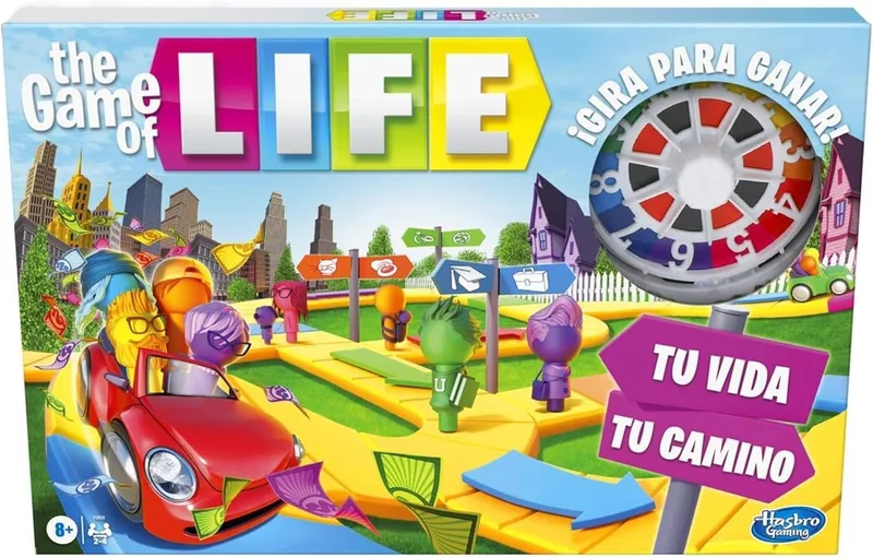 Hasbro Gaming ▫️ Jogo «The Game of Life», jogo de mesa para a família, para 2 a 4 jogadores, para crianças a partir dos 8 anos, inclui pinos coloridos