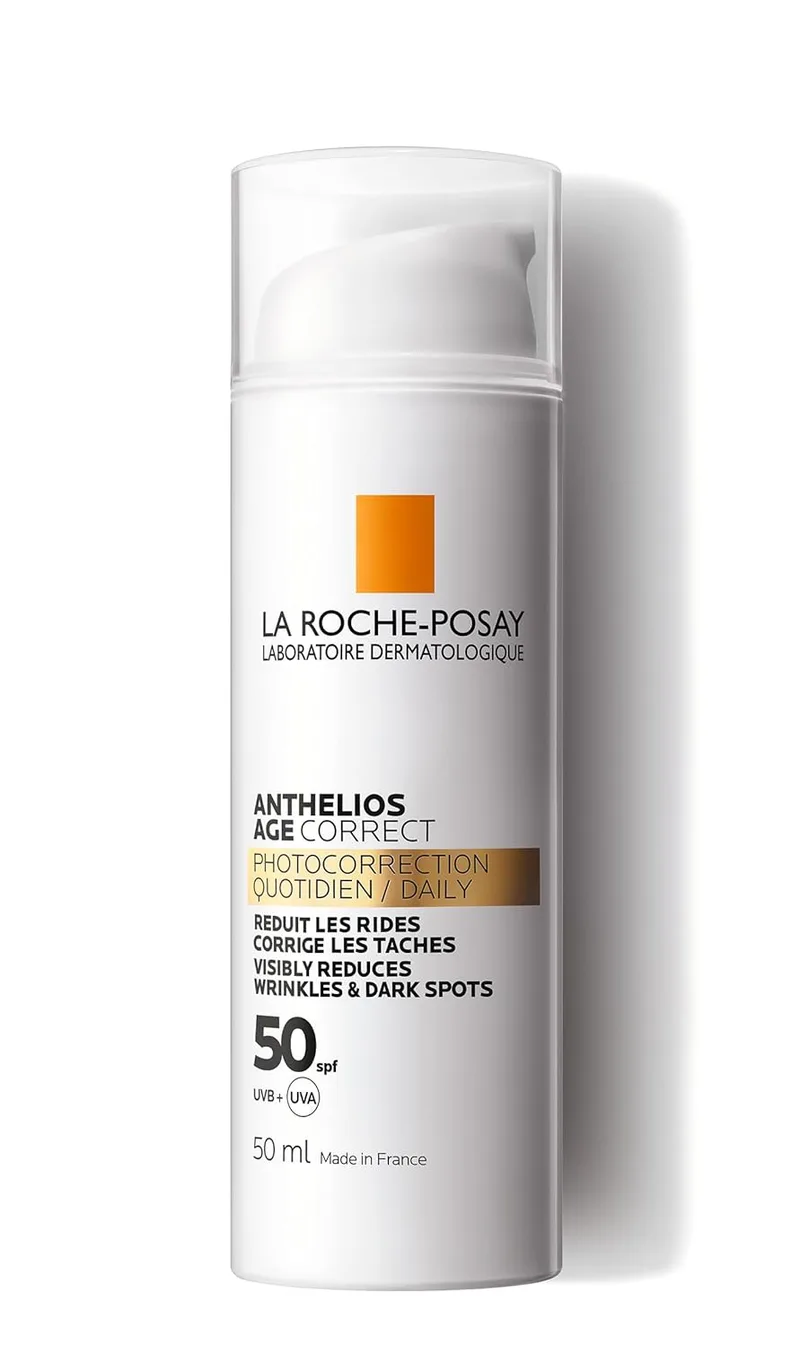 La Roche-Posay ▫️ La Roche Posay - Gel-creme protetor antienvelhecimento, fotocorrector para uso diário com FPS 50, corrige rugas e manchas, melhora a elasticidade, fórmula com Cellox-B3 Tech, Anthelios Age Correct, 50 ml