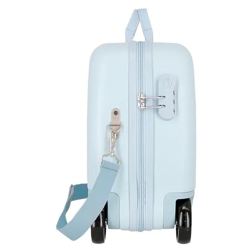 Disney ▫️ Mala infantil Frozen Adventure of My Mind, azul, 50 x 38 x 20 cm, rígida em ABS, fecho com combinação lateral, 38 L, 3 kg, 4 rodas, 0 2