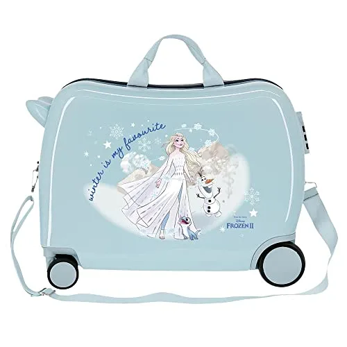 Disney ▫️ Mala infantil Frozen Adventure of My Mind, azul, 50 x 38 x 20 cm, rígida em ABS, fecho com combinação lateral, 38 L, 3 kg, 4 rodas, 0 3