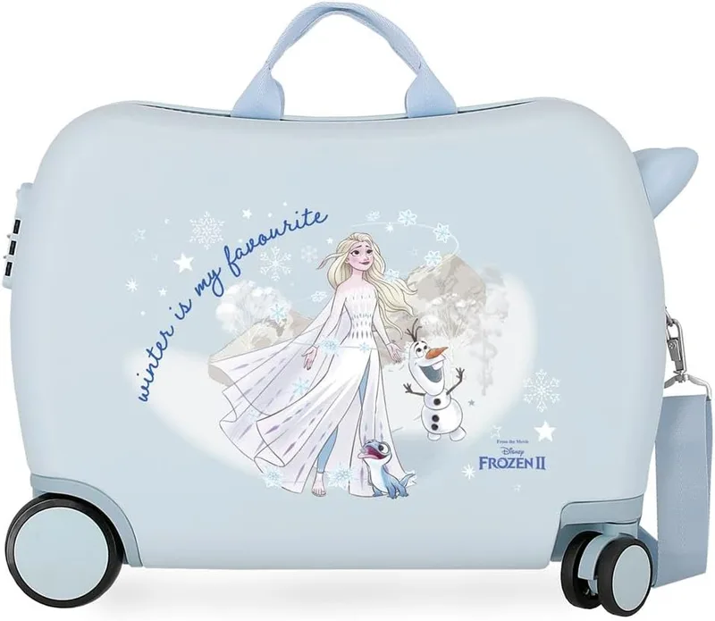 Disney ▫️ Mala infantil Frozen Adventure of My Mind, azul, 50 x 38 x 20 cm, rígida em ABS, fecho com combinação lateral, 38 L, 3 kg, 4 rodas, 0