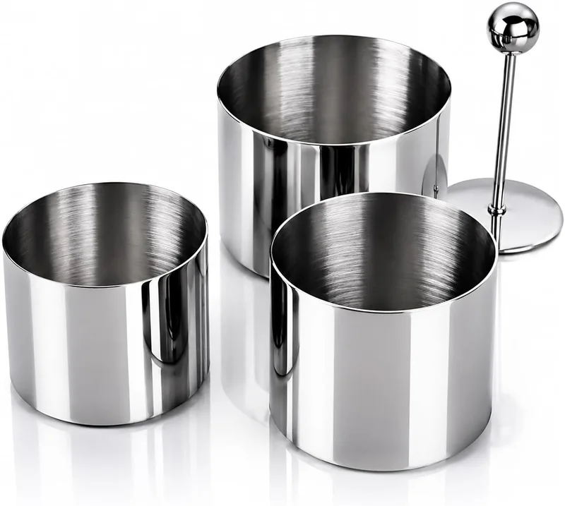 OlBu ▫️ Anéis de cozinha para formas de bolo, cortadores redondos com empurrador 304