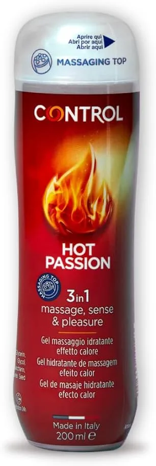 CONTROL ▫️ Hot Passion Gel de Massagem e Lubrificante Íntimo 3 em 1 à Base de Água, Efeito Térmico, Fabricado em Itália, 200 ml