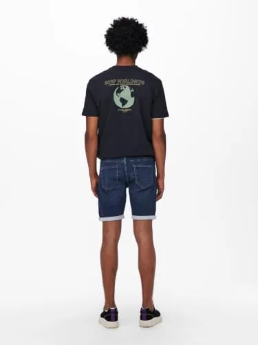 Only & Sons ▫️ Homem O&S Calções de ganga Capri 3/4 Bermudas Calções de verão Calções de lazer ONSPLY 2