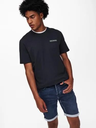 Only & Sons ▫️ Homem O&S Calções de ganga Capri 3/4 Bermudas Calções de verão Calções de lazer ONSPLY 3