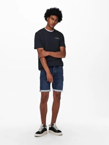 Only & Sons ▫️ Homem O&S Calções de ganga Capri 3/4 Bermudas Calções de verão Calções de lazer ONSPLY 5