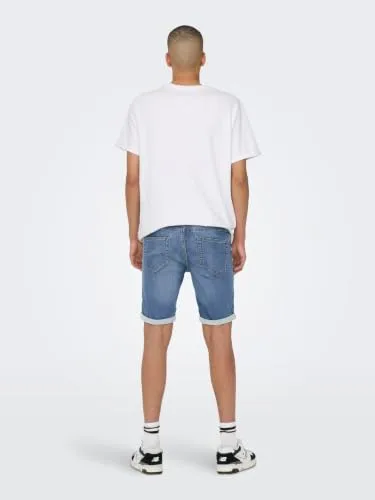 Only & Sons ▫️ Homens O&S Calções de ganga Capri 3/4 Calções Bermudas Calções de verão Calções de lazer ONSPLY 2
