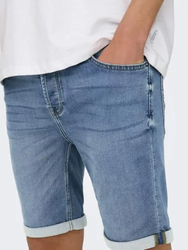 Only & Sons ▫️ Homens O&S Calções de ganga Capri 3/4 Calções Bermudas Calções de verão Calções de lazer ONSPLY 3