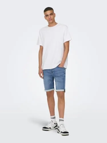 Only & Sons ▫️ Homens O&S Calções de ganga Capri 3/4 Calções Bermudas Calções de verão Calções de lazer ONSPLY 5