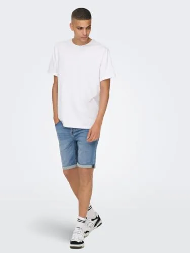 Only & Sons ▫️ Homens O&S Calções de ganga Capri 3/4 Calções Bermudas Calções de verão Calções de lazer ONSPLY 7