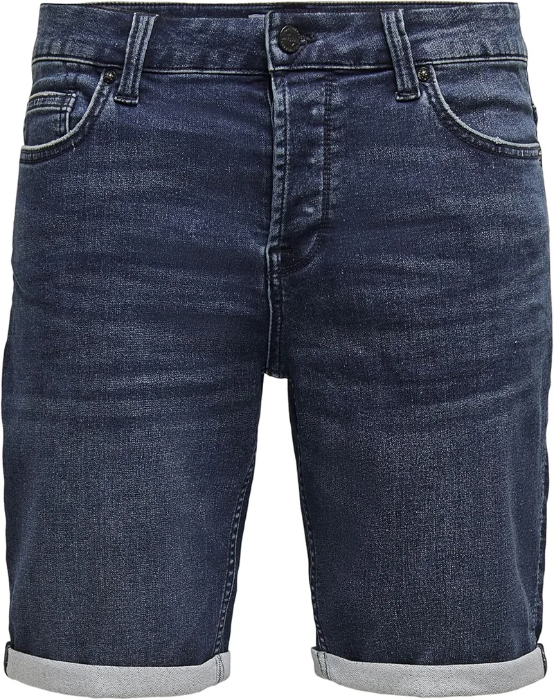 Only & Sons ▫️ O&S para homem Calções Capri de ganga para homem Calções 3/4 Bermudas Calções Bermudas Calções de verão Calções de lazer ONSPLY
