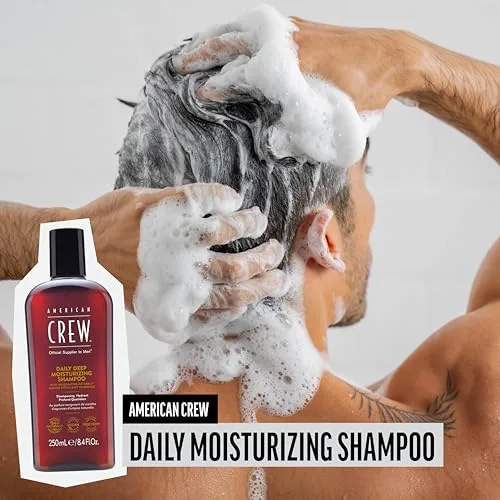 American Crew ▫️ Daily Deep Moisturizing Shampoo, Champô hidratante para uso diário, proporciona hidratação e suavidade, ingredientes naturais, sem silicones, para todos os tipos de cabelo, para homens 2