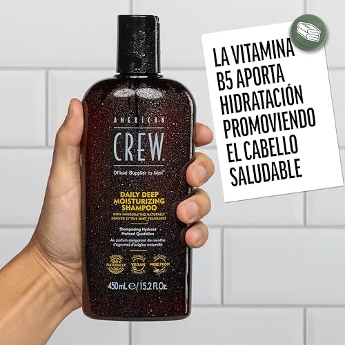 American Crew ▫️ Daily Deep Moisturizing Shampoo, Champô hidratante para uso diário, proporciona hidratação e suavidade, ingredientes naturais, sem silicones, para todos os tipos de cabelo, para homens 6