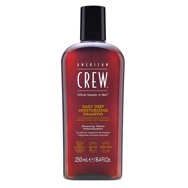 American Crew ▫️ Daily Deep Moisturizing Shampoo, Champô hidratante para uso diário, proporciona hidratação e suavidade, ingredientes naturais, sem silicones, para todos os tipos de cabelo, para homens