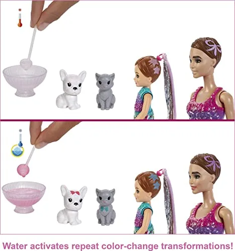 Barbie ▫️ Conjunto de festa Color Reveal para oferecer, bonecas-surpresa com acessórios e jogo de mesa (Mattel GXJ88) 4