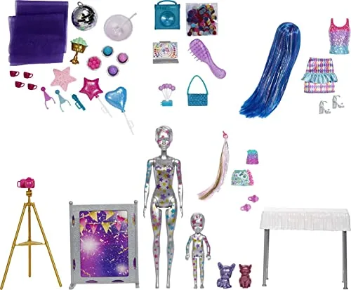 Barbie ▫️ Conjunto de festa Color Reveal para oferecer, bonecas-surpresa com acessórios e jogo de mesa (Mattel GXJ88) 5