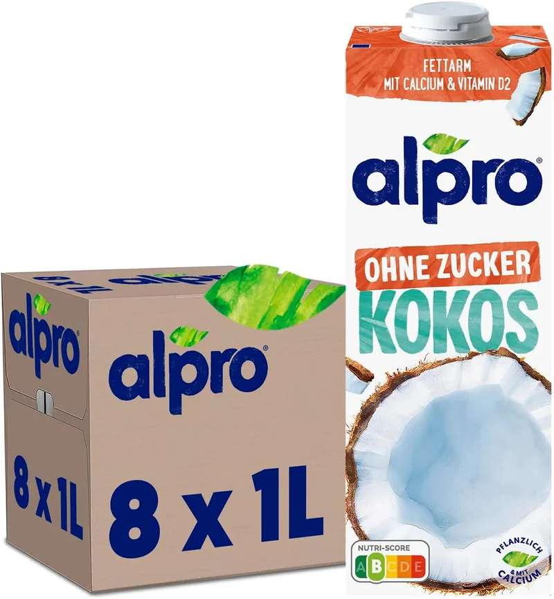 Alpro ▫️ Bebida Vegetal de Coco sem Açúcar 8x1L
