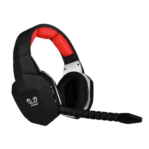 HUHD ▫️ Auscultadores sem fios de 2,4 GHz e Bluetooth para jogos, auscultadores sem fios para jogos para PS5/PS4, Switch e PC, com microfone removível com cancelamento de ruído e luz LED 3