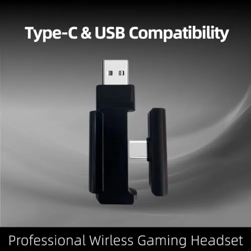 HUHD ▫️ Auscultadores sem fios de 2,4 GHz e Bluetooth para jogos, auscultadores sem fios para jogos para PS5/PS4, Switch e PC, com microfone removível com cancelamento de ruído e luz LED 6