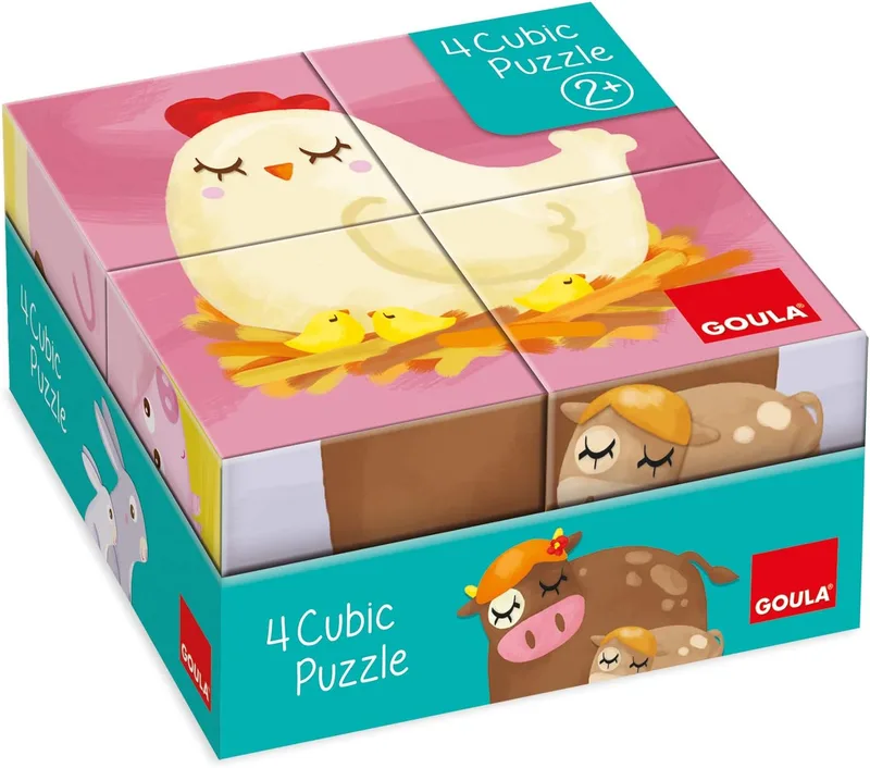 Goula ▫️ Puzzle de 4 cubos, Puzzle adequado para crianças a partir dos 2 anos, Multicolor