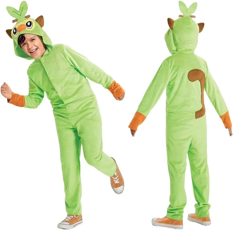 Disguise ▫️ Fato infantil do Grookey do Pokémon, Licença Oficial ajuste confortável e design detalhado, para idades entre os 10 e os 12 anos, 7 a 8 anos