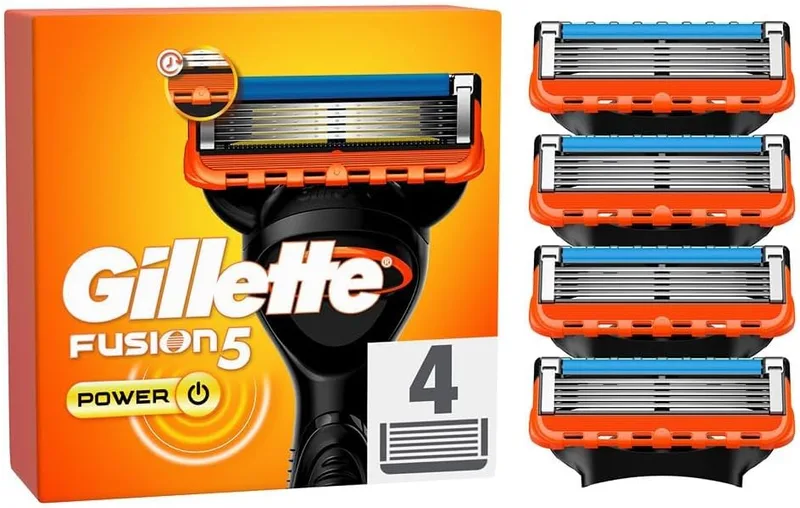 Gillette ▫️ Fusion 5 Power Men's Razor Blades, 4 unidades de lâminas de substituição ()