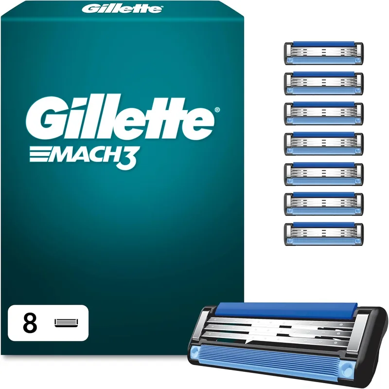 Gillette ▫️ Mach3 Men's Razor Blades, Conjunto de 8 lâminas de substituição ()