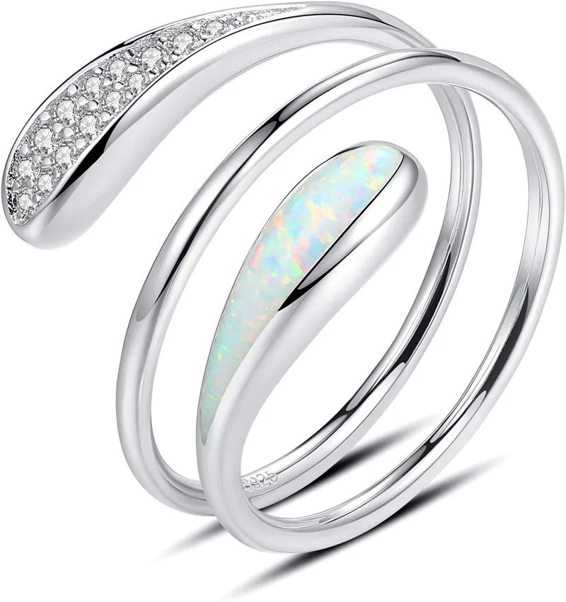 VIKI LYNN ▫️ Anel de empilhamento em prata esterlina 925 com espiral de zircónias cúbicas para mulher