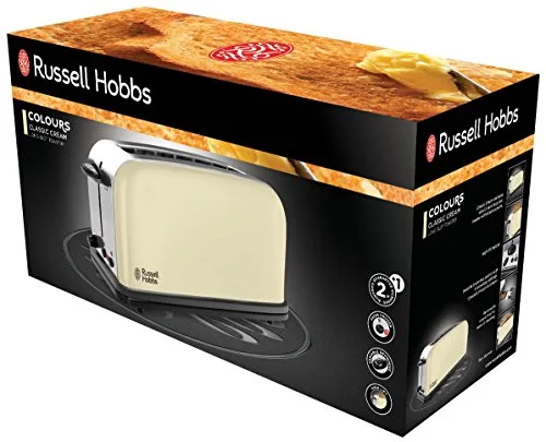 Russell Hobbs ▫️ Colours Plus 21395-56 – Torradeira, ranhura longa e larga, para 2 fatias, aço inoxidável, creme + Colours Plus - Pequena chaleira elétrica 3