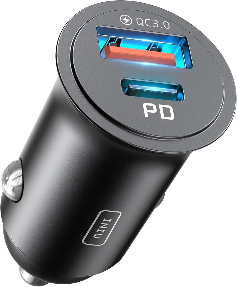 INIU ▫️ Carregador de carro Carregador rápido 60W, carregador de isqueiro de carro, carregador móvel de carro 12V USB-C para iPhone 17 16 15 Pro MAX, Samsung S25, Xiaomi, Camper, Van, Caminhão, Fiat Peugeot, BMW etc.