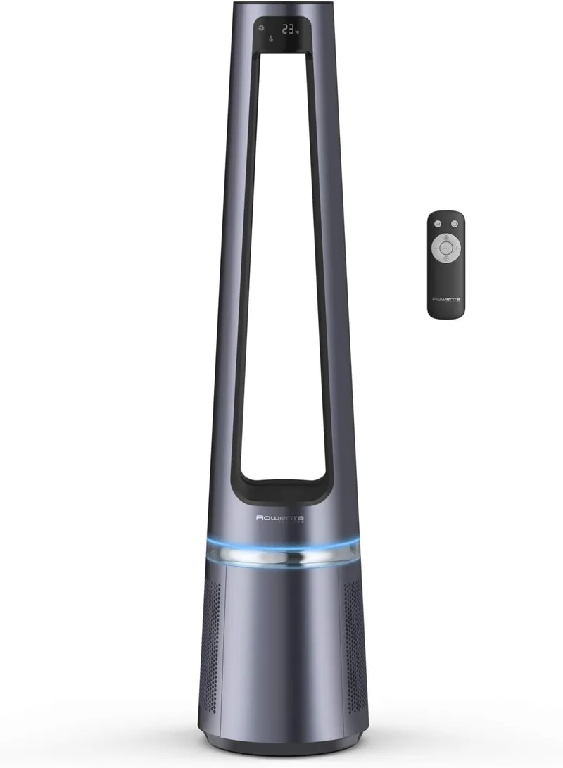 Rowenta ▫️ 2 em 1: Purificador de ar e ventilador, 12 velocidades, oscilação, filtra partículas finas até 99,95%, silencioso, comando à distância, prateado, Eclipse, QU5030