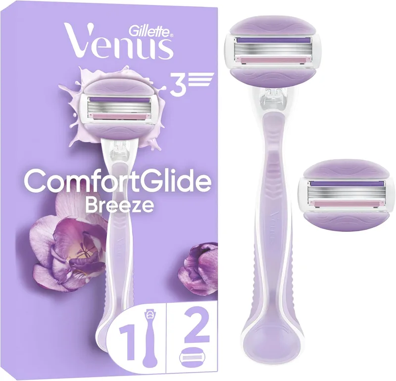 Gillette ▫️ Venus ComfortGlide Breeze Women's Epilator + 2 lâminas de substituição, 3 recargas Venus para uma depilação suave, apertada e duradoura ()
