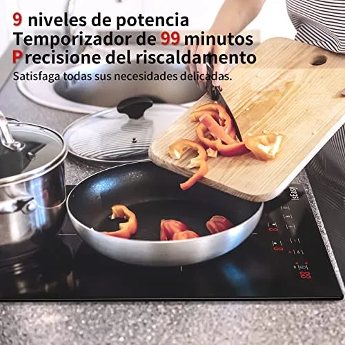 IsEasy ▫️ Placa de indução, preta, painel de vidro, função Boost (3000 W) 5