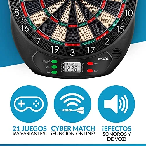 DartPro ▫️ O original - Alvo eletrónico - Alvo para 6 dardos [sem fios] - Inovadora máquina automática de dardos com 65 variantes - Jogo de dardos para 1 a 8 jogadores 3
