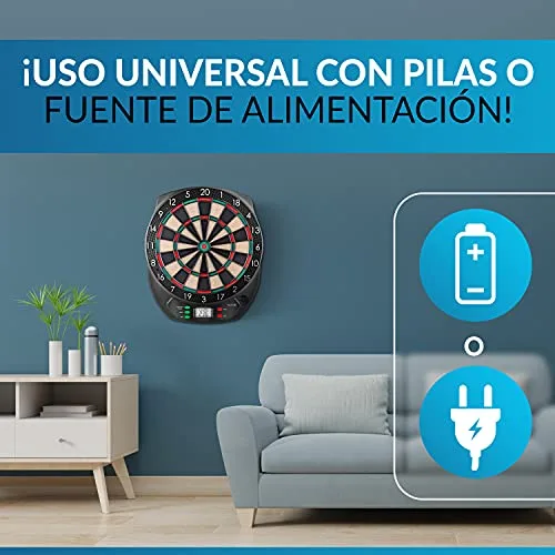 DartPro ▫️ O original - Alvo eletrónico - Alvo para 6 dardos [sem fios] - Inovadora máquina automática de dardos com 65 variantes - Jogo de dardos para 1 a 8 jogadores 6