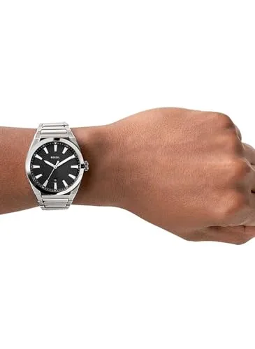 Fossil ▫️ Relógio Everett para homem, movimento de quartzo com data, três ponteiros e bracelete em pele ou aço 4